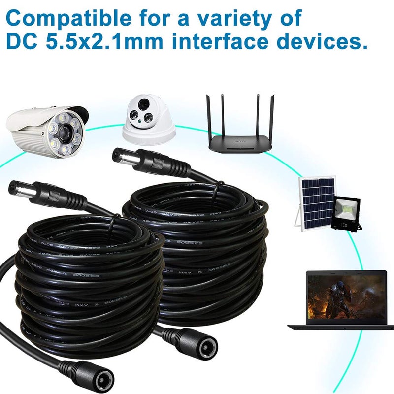 SIOCEN 2-Pack 20FT DC Power Extension Cord 5.5mm x 2.1mm,12v DC Power Supply Adapter for CCTV Security IP Camera Surveillance Indoor Dvr Standalone LED Strip,Car,12 Volt Male to Female Plug Cable - Image 5